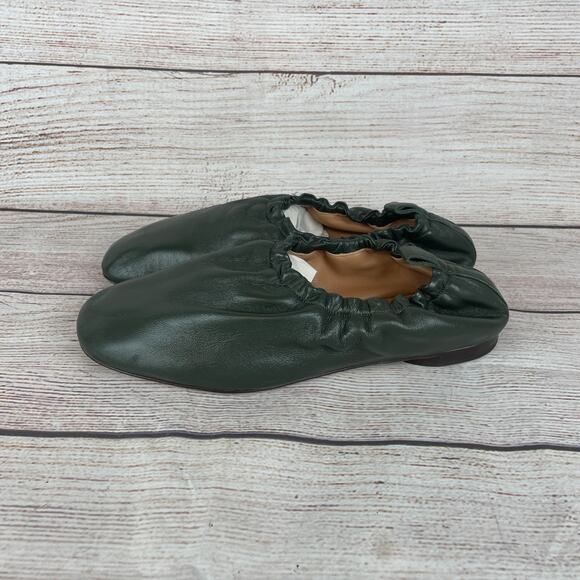 Mansur Gavriel Glove Ruched Womens Sz EU 39.5 US 9.5 Ballerina Flats Hunter Dark - Picture 6 of 9